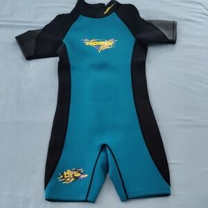 Vintage Hobie Stearns EFS Shorty Wetsuit Juniors. Teal Black Surf Swim Retro 90s
